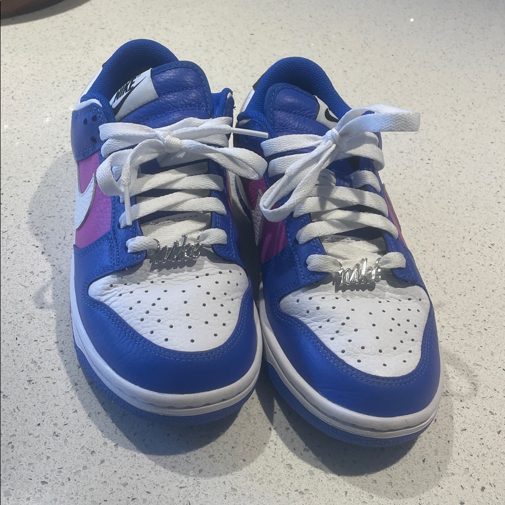 Nike custom Royal Blue and Pink Athletic Shoes
